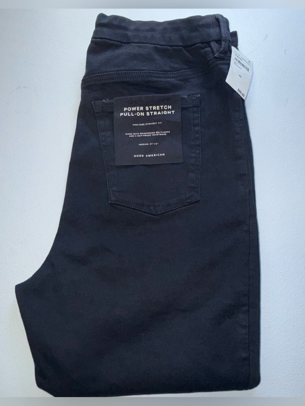 Good American Power Stretch Pull-On Straight Leg Jeans NWT 3XL Black - Picture 9 of 13